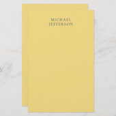 Jasmine & Slate Grey Minimalist Einfach Modern Nam Briefpapier (Vorne/Hinten)