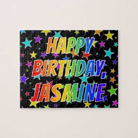 "JASMINE" Vorname, Spaß "GLÜCKLICHER GEBURTSTAG" Puzzle (Horizontal)