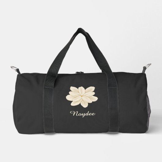Jasmine Weiße Blume Eleganter Name Duffle Bag (Vorderseite)