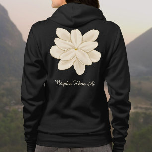 Jasmine Weiße Blume Name Vorne und Hinten Hoodie