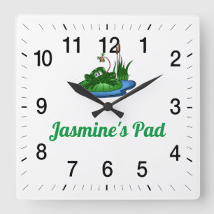 Jasmins Pad Square Wall Clock Quadratische Wanduhr