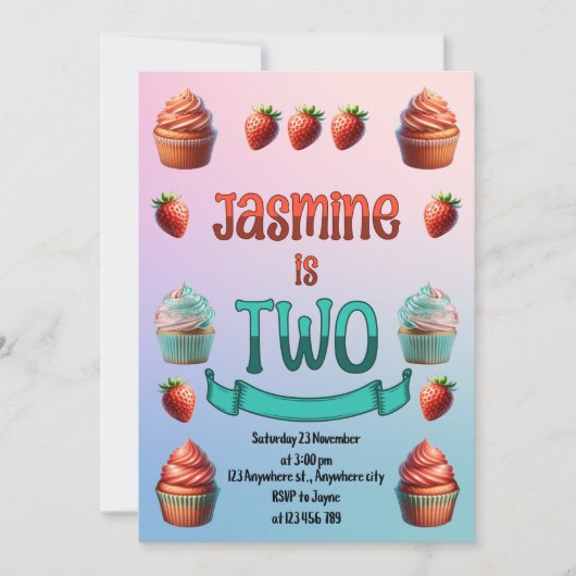 Jasmins zweiter Geburtstag Einladung (Vorderseite)