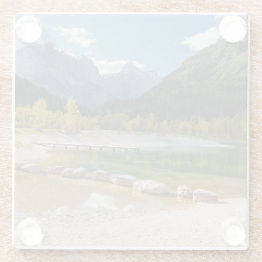 Jasna-See in den slowenischen Alpen im Herbst Glasuntersetzer (Rückseite)