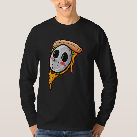 Jason Hockey Maske Halloween Horror und Pizza T-Shirt (Vorderseite)