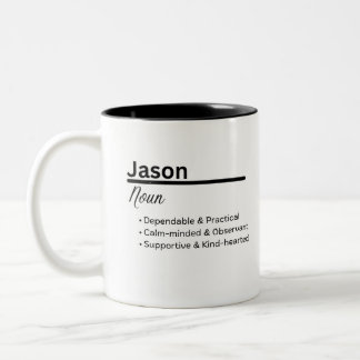 Jason Name Definition Mug | Personalized Boy Name Zweifarbige Tasse