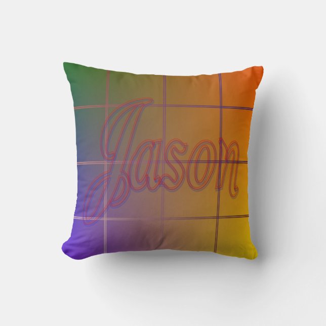Jason Rainbow Grid Kissen (Vorderseite)