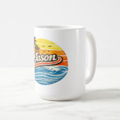 Jason Retro-Sonnenuntergangs-Name-Design Kaffeetasse (VorderseiteRechts)