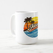 Jason Retro Sunset Name Design Kaffeetasse (Vorderseite Links)