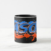 Jason Vorname Name Graffiti blue orange Tasse (Zentrum)