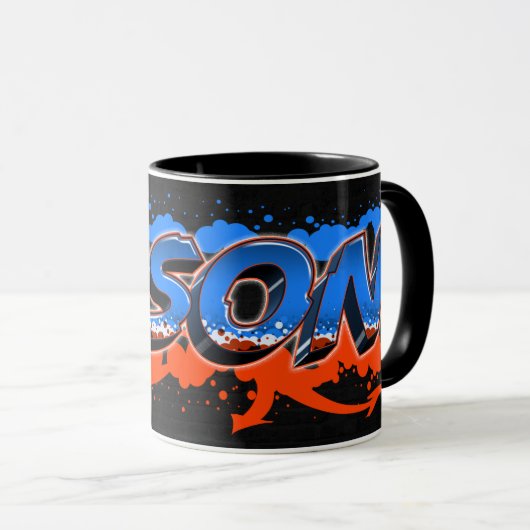 Jason Vorname Name Graffiti blue orange Tasse (VorderseiteRechts)