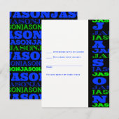 JASONCool Moderne Bar Mitzvah Einladung Black Blue (Vorne/Hinten)
