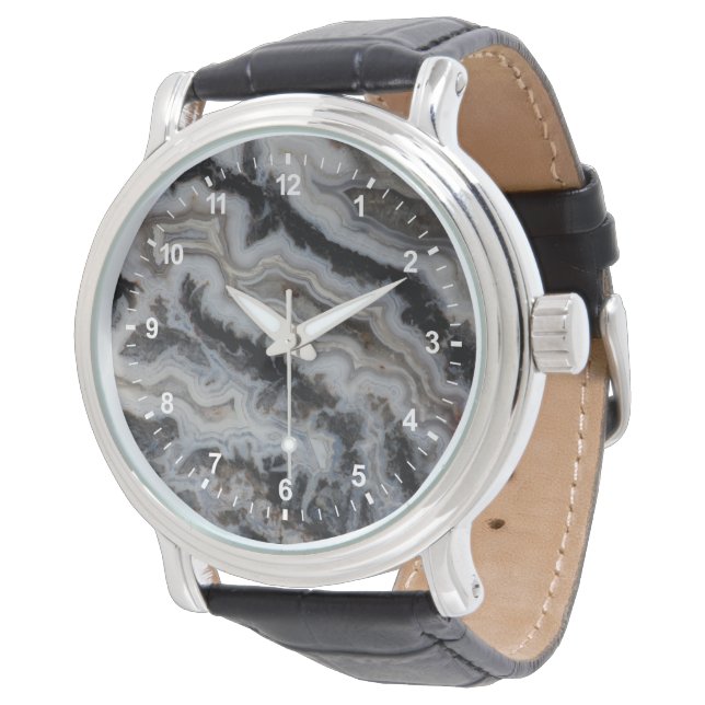 Jasper Agate Mixed Slab Armbanduhr (Schrägansicht)