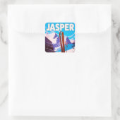 Jasper Alberta Canada Reiseplakat Quadratischer Aufkleber (Tasche)