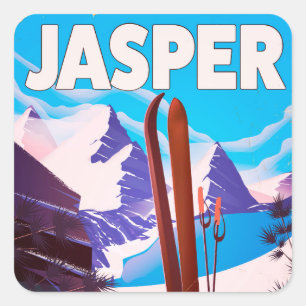 Jasper Alberta Kanada Reiseplakat Quadratischer Aufkleber