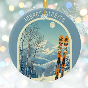 Jasper Alberta Kanada Skiurlaubs-Souvenir Keramik Ornament