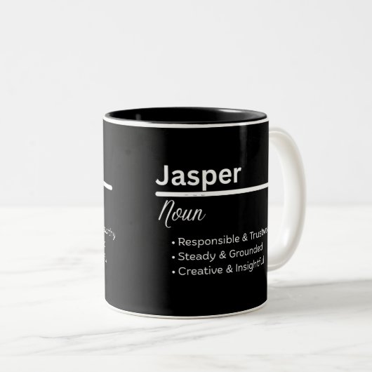 Jasper Boy Personalized Name Definition Zweifarbige Tasse (VorderseiteRechts)