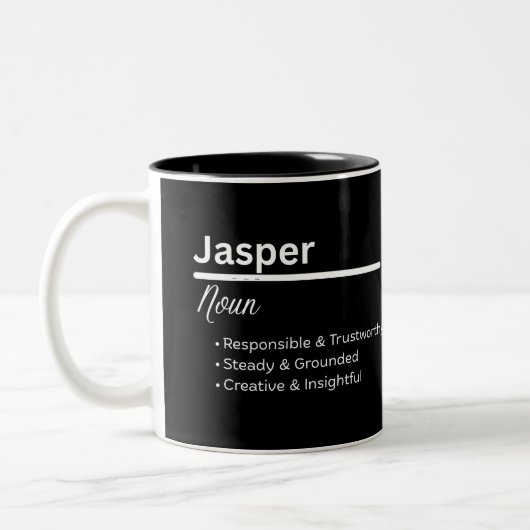 Jasper Boy Personalized Name Definition Zweifarbige Tasse (Links)