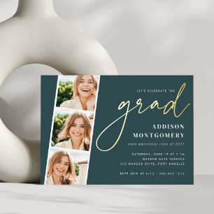 Jasper   Gold Tassel Foto Strip Graduation Party Folieneinladung