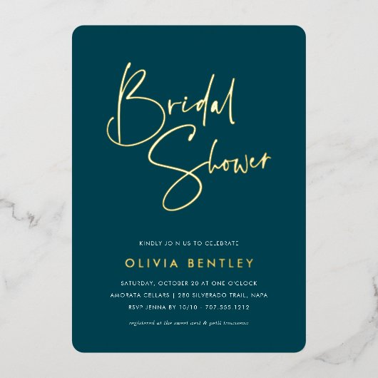 Jasper | Modernes Minimalistisches Script-Brautpar Folieneinladung (Vorderseite)