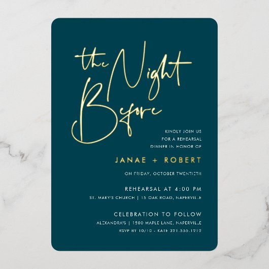 Jasper | Modernes Minimalistisches Script Probe Di Folieneinladung (Vorderseite)