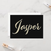 Jasper Name white gold Handwriting Karte (Vorderseite/Rückseite Beispiel)