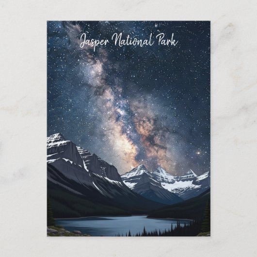 Jasper National Park Canada at Night Postkarte (Vorderseite)