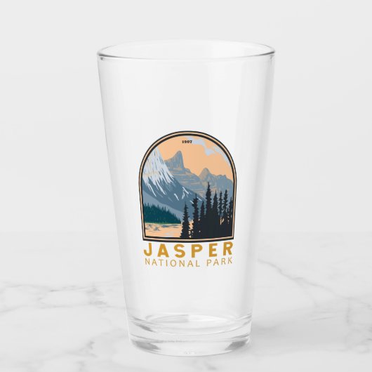 Jasper National Park Canada Travel Art Vintag Glas (Vorderseite)