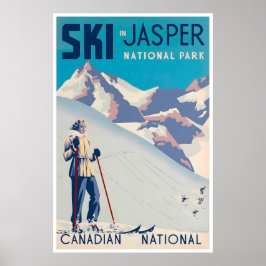 Jasper National Park Kunst Kanada Ski Plakat