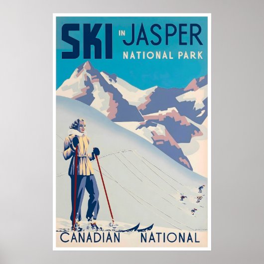 Jasper National Park Kunst Kanada Ski Plakat (Vorne)