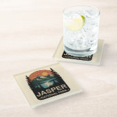 Jasper National Park Vintage Mountain Design Glasuntersetzer (Schrägansicht)