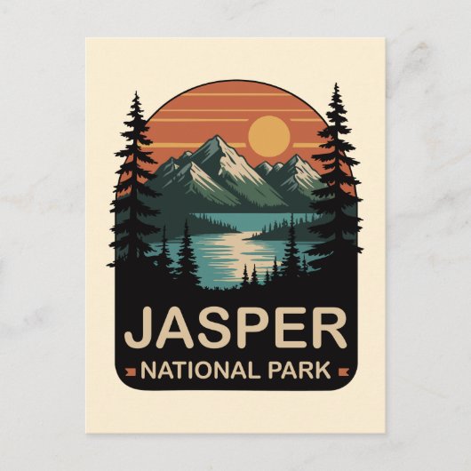 Jasper National Park Vintage Mountain Design Postkarte (Vorderseite)