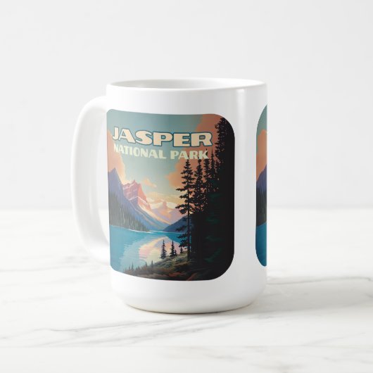 Jasper Nationalpark Alberta Canada Rockies Retro Kaffeetasse (Vorderseite Links)