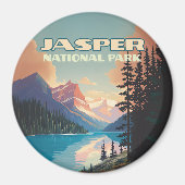 Jasper Nationalpark Alberta Canada Rockies Retro Magnet (Vorne)