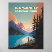 Jasper Nationalpark Alberta Canada Rockies Retro Poster (Vorne)