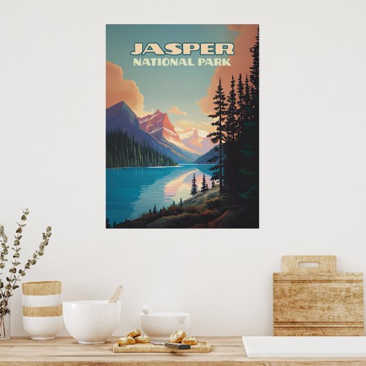 Jasper Nationalpark Alberta Canada Rockies Retro Poster (Küche)