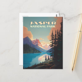 Jasper Nationalpark Alberta Canada Rockies Retro Postkarte