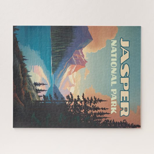 Jasper Nationalpark Alberta Canada Rockies Retro Puzzle (Horizontal)