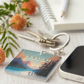 Jasper Nationalpark Alberta Canada Rockies Retro Schlüsselanhänger (Vorderseite rechts)