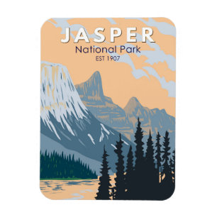 Jasper Nationalpark Kanada Reise Kunst Vintage Magnet
