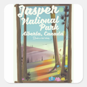 Jasper Nationalpark, Kanada Reiseplakat Quadratischer Aufkleber