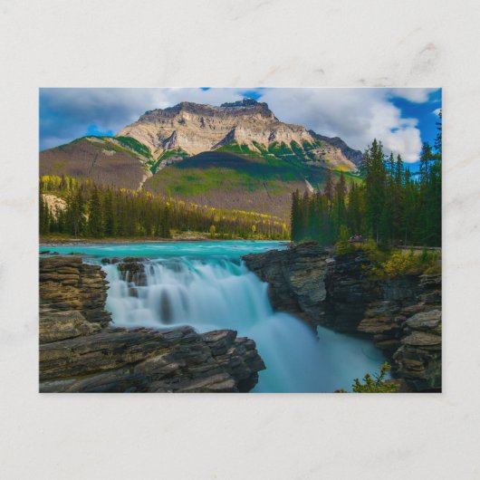 Jasper Nationalpark, Kanadas Wasserfall, Berge Postkarte (Vorderseite)