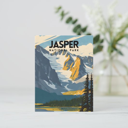 Jasper Nationalpark Nostalgic Retro Travel Poster Postkarte (Stehend Vorderseite)