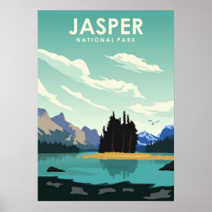 Jasper Nationalpark Vintag Minimales Reiseplakat Poster