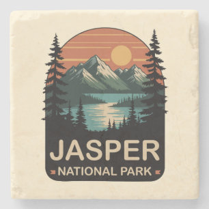 Jasper-Nationalpark Vintage Bergdesign Steinuntersetzer