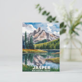 Jasper Nationalpark Wasserfarbenmalerei Postkarte (Stehend Vorderseite)
