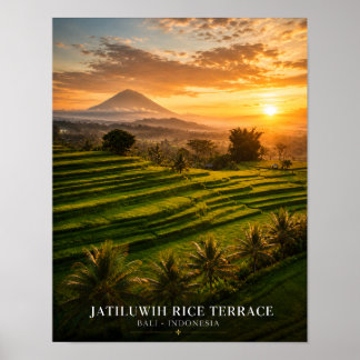 Jatiluwih Reisterrasse Bali Sonnenuntergang Poster