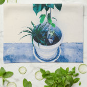 Jatropha-Pflanze im natürlichen Grün Geschirrtuch (Gefaltet)