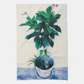 Jatropha-Pflanze im natürlichen Grün Geschirrtuch (Vertikal)