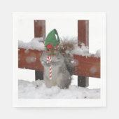 Jaunty Elf Eichhörnchen mit Candy Cane Napkins Serviette (Vorderseite)