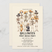 Jaunty Skeleton Family Portrait Halloween-Party Einladung (Vorne/Hinten)